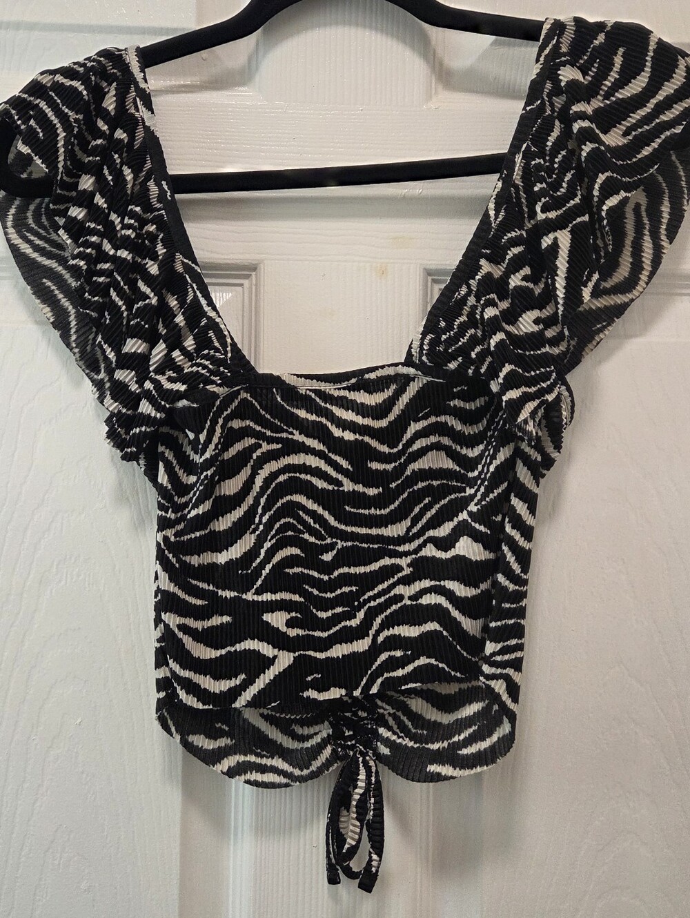 🖤 Zara Zebra Print Ruched Ruffle Crop Top 🤍 - Picture 3 of 3